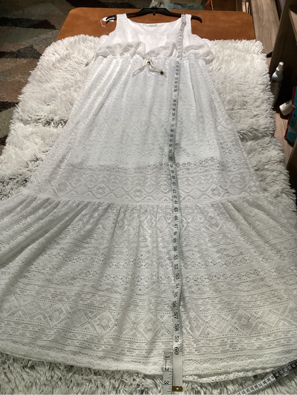 Maurices White Lace Maxi Dress with attached mini skirt underneath - Size 2 - Picture 6 of 13